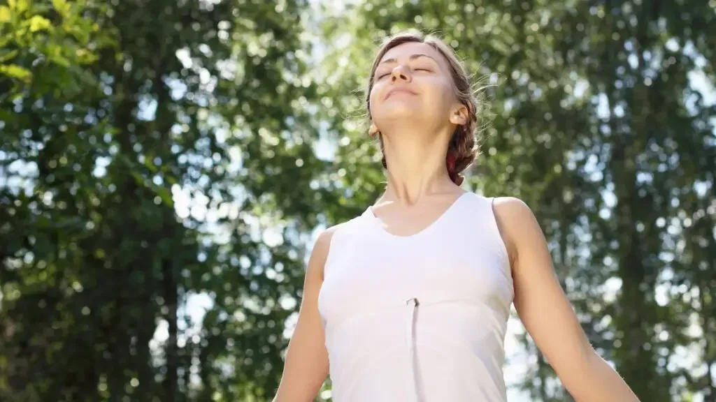 Healthy girl enjoying nature.
